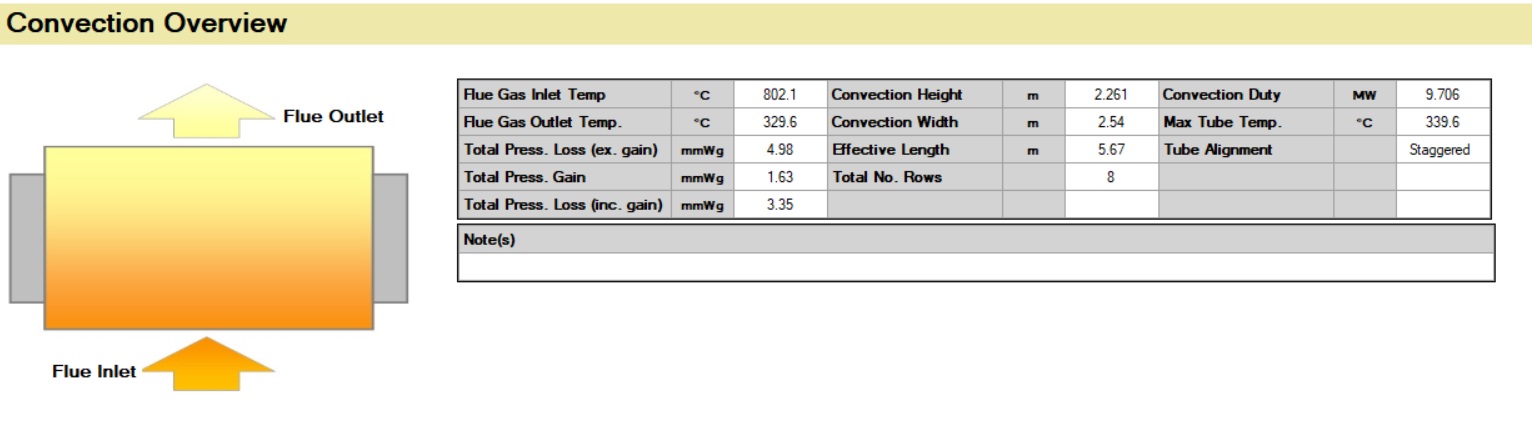 fired heater simulation results, fired heater convection section simulation, convection section calculation results, convection section modelling results, Heater560 online simulation