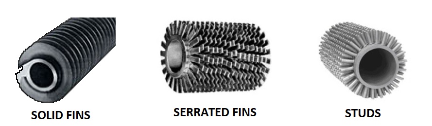 fired heater coils, fired heater coil design, finned tubes, bare tubes, serrated tubes, solid finned tubes, studded tubes, stud tubes, extended surface are tubes, fired heater tues